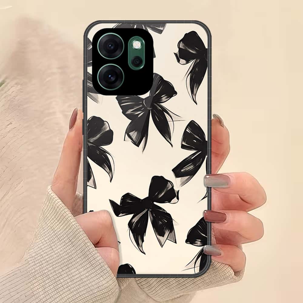 Oppo Reno 14F Cover - ONation Bow Series - HQ Ultra Shine Premium Infinity Glass Soft Silicon Borders Case