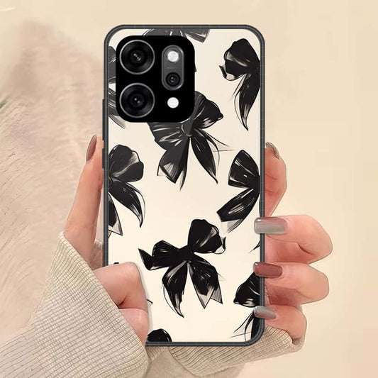 Oppo Reno 14 Cover - ONation Bow Series - HQ Ultra Shine Premium Infinity Glass Soft Silicon Borders Case