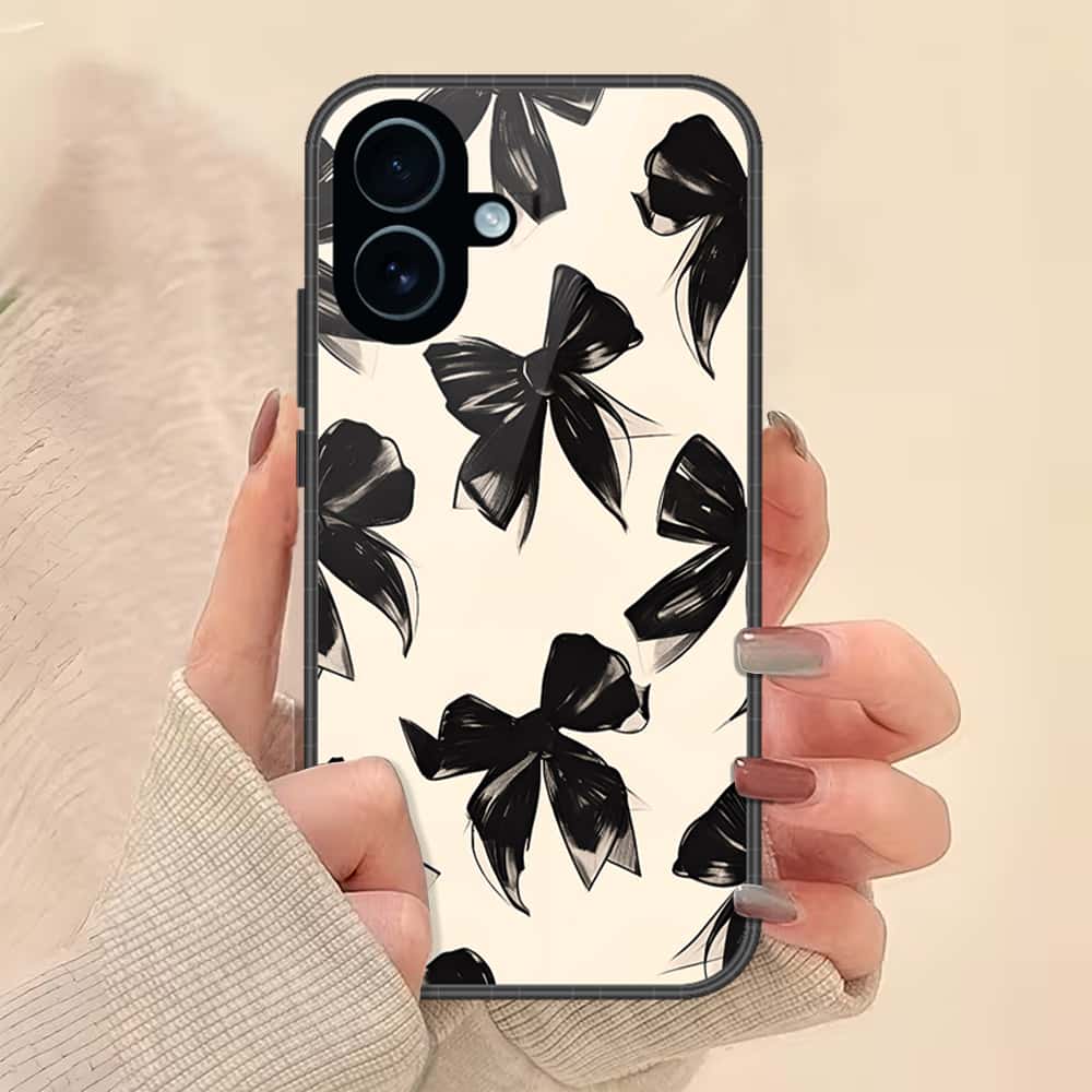 iPhone 17 - ONation Bow Series - HQ Ultra Shine Premium Infinity Glass Soft Silicon Borders Case