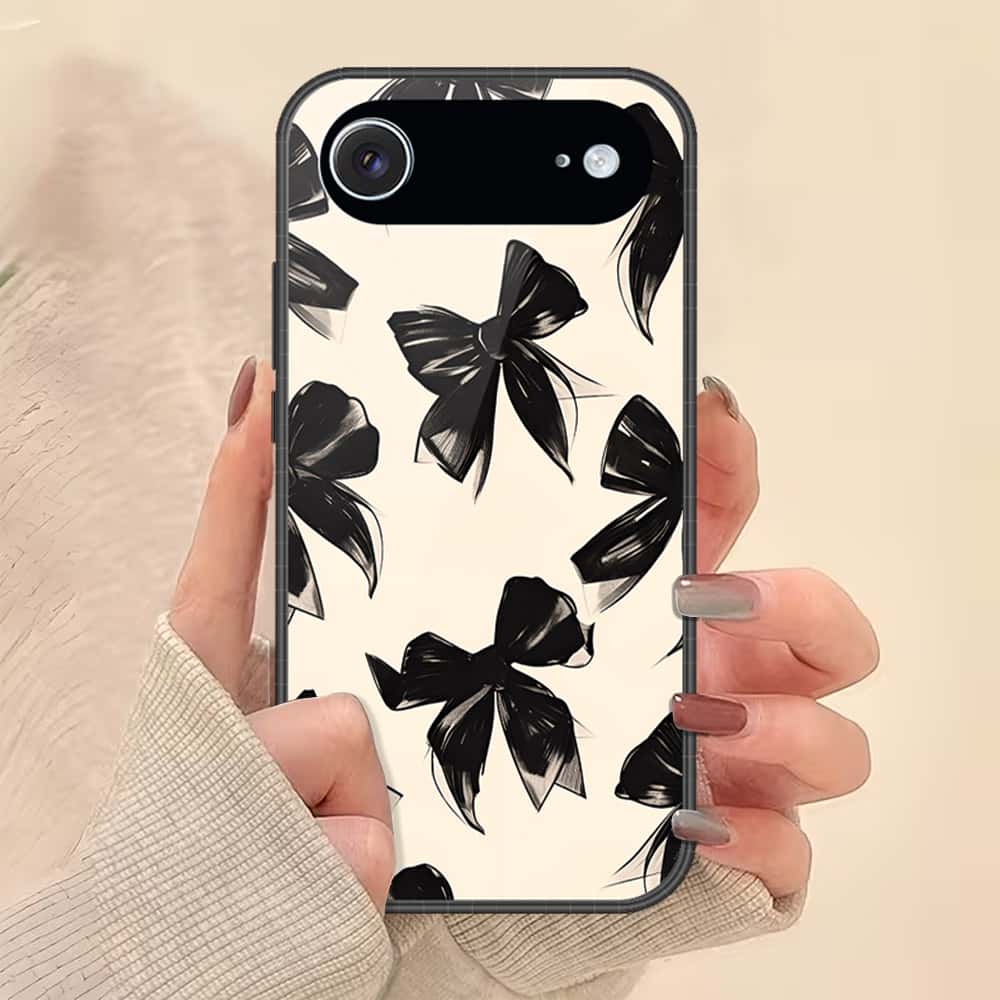 iPhone 17 Air - ONation Bow Series - HQ Ultra Shine Premium Infinity Glass Soft Silicon Borders Case