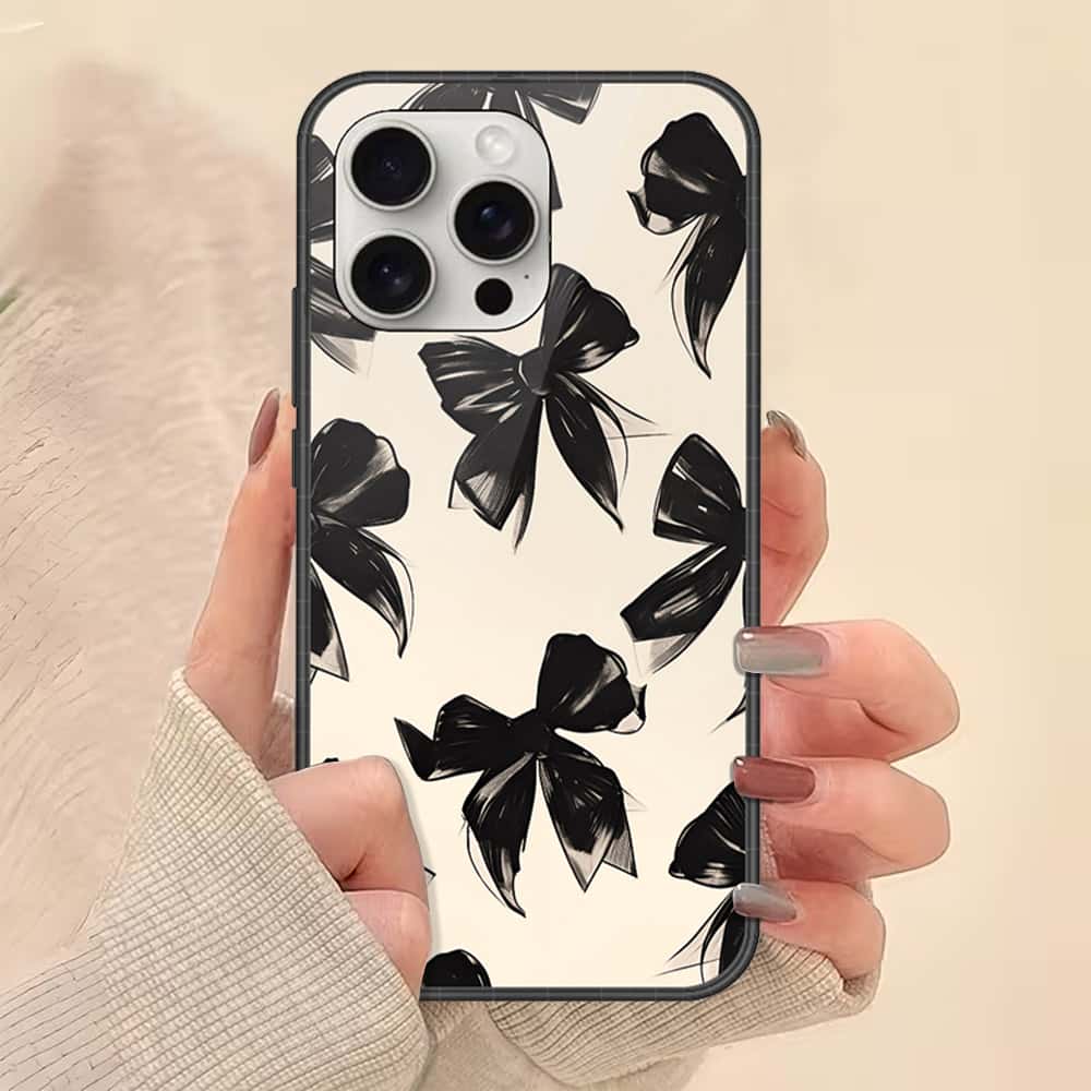 iPhone 16 Pro Max - ONation Bow Series - HQ Ultra Shine Premium Infinity Glass Soft Silicon Borders Case