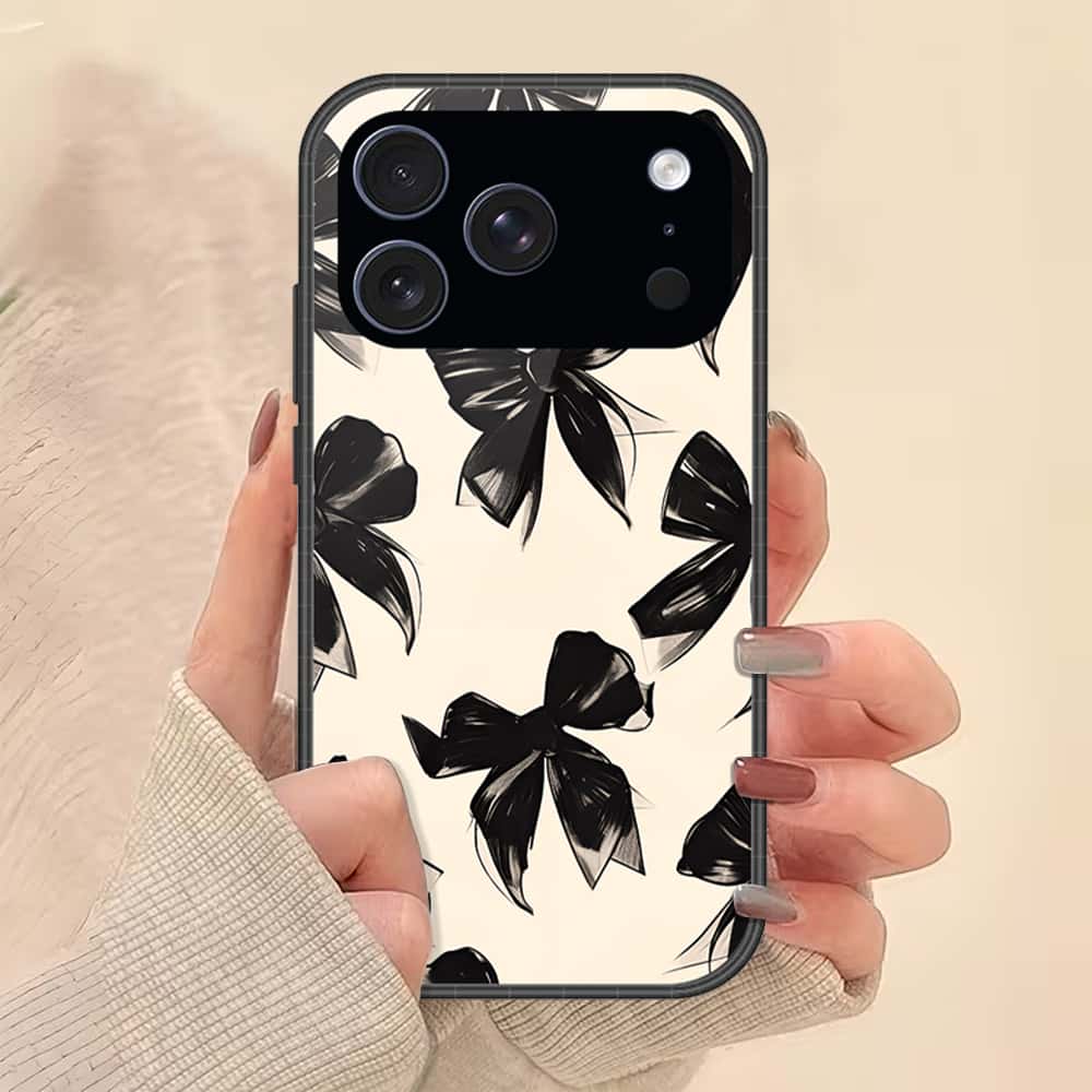 iPhone 18 Pro Max - ONation Bow Series - HQ Ultra Shine Premium Infinity Glass Soft Silicon Borders Case