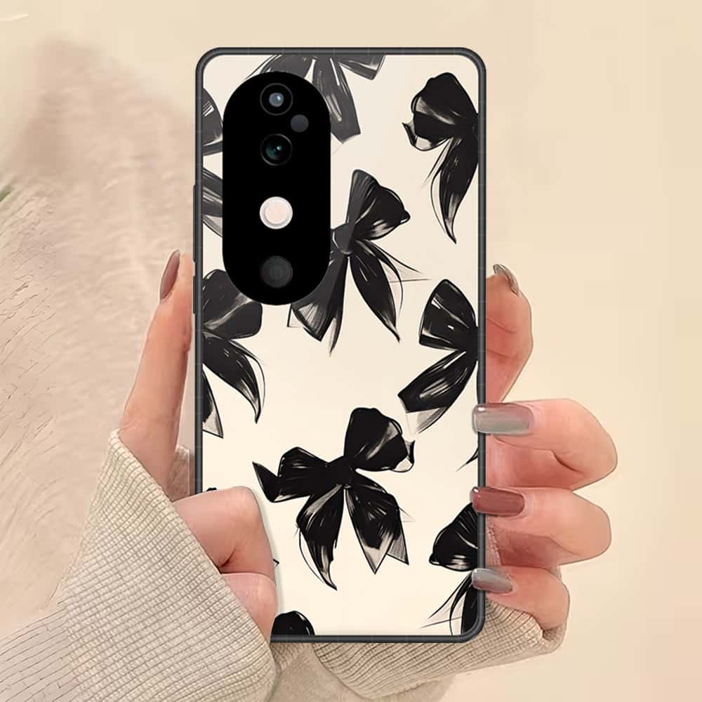 Vivo V40 Cover - ONation Bow Series - HQ Ultra Shine Premium Infinity Glass Soft Silicon Borders Case