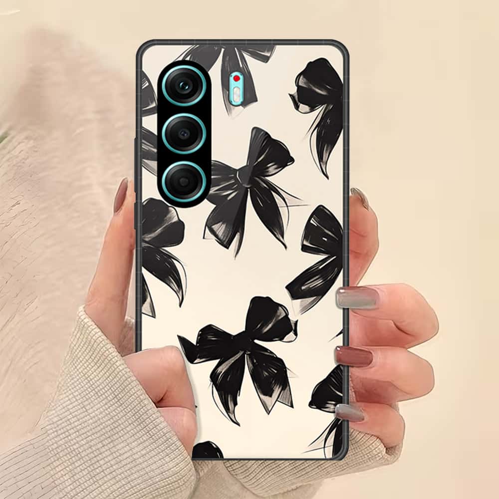 Tecno Camon 40 Pro Cover - ONation Bow Series - HQ Ultra Shine Premium Infinity Glass Soft Silicon Borders Case