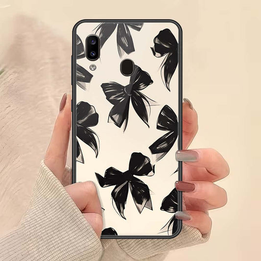 Samsung Galaxy A20 Cover - ONation Bow Series - HQ Ultra Shine Premium Infinity Glass Soft Silicon Borders Case