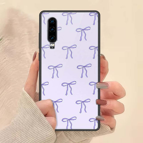 Huawei P30 Cover - ONation Bow Series - HQ Ultra Shine Premium Infinity Glass Soft Silicon Borders Case