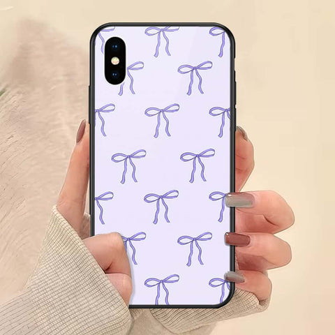 iPhone XS / X - ONation Bow Series - HQ Ultra Shine Premium Infinity Glass Soft Silicon Borders Case