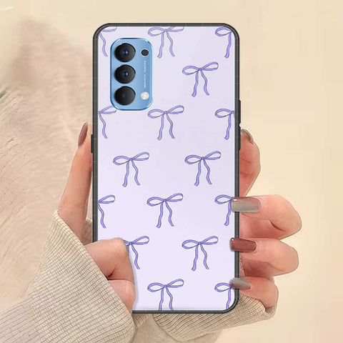 Oppo Reno 4 Cover - ONation Bow Series - HQ Ultra Shine Premium Infinity Glass Soft Silicon Borders Case