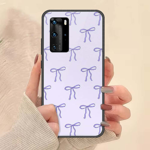 Huawei P40 Pro Cover - ONation Bow Series - HQ Ultra Shine Premium Infinity Glass Soft Silicon Borders Case