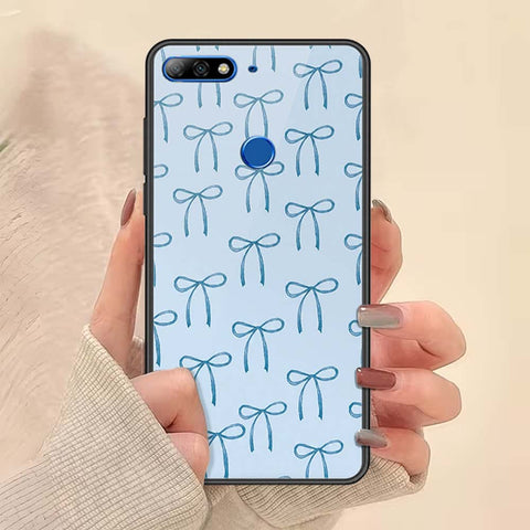 Huawei Y7 2018 Cover - ONation Bow Series - HQ Ultra Shine Premium Infinity Glass Soft Silicon Borders Case