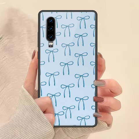 Huawei P30 Cover - ONation Bow Series - HQ Ultra Shine Premium Infinity Glass Soft Silicon Borders Case