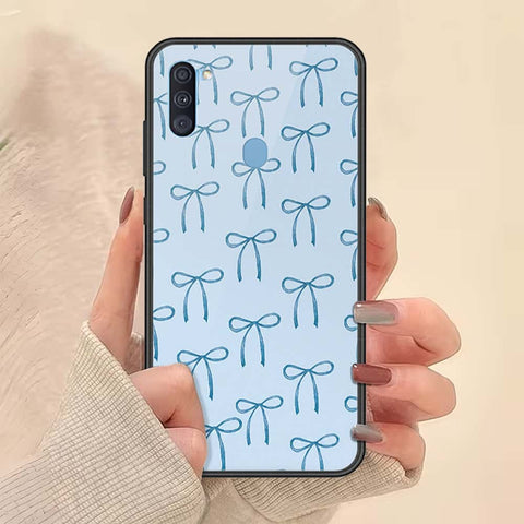 Samsung Galaxy A11 Cover - ONation Bow Series - HQ Ultra Shine Premium Infinity Glass Soft Silicon Borders Case
