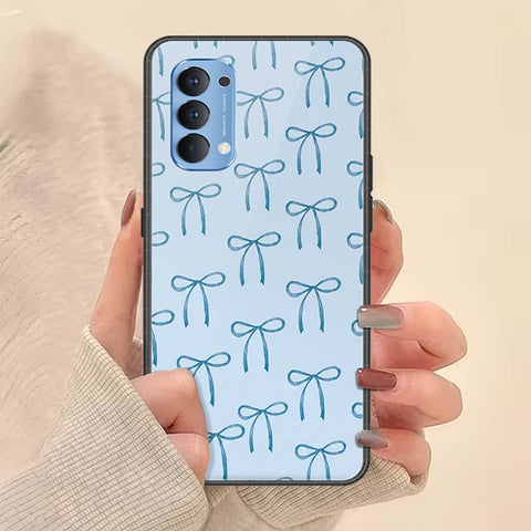 Oppo Reno 4 Cover - ONation Bow Series - HQ Ultra Shine Premium Infinity Glass Soft Silicon Borders Case