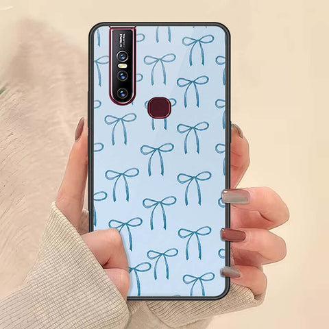 Vivo V15 Cover - ONation Bow Series - HQ Ultra Shine Premium Infinity Glass Soft Silicon Borders Case
