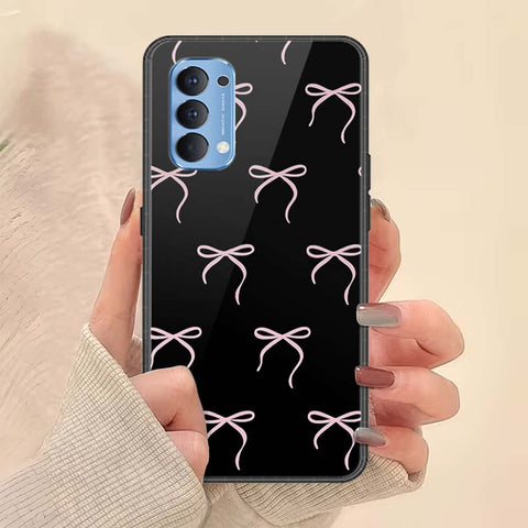 Oppo Reno 4 Cover - ONation Bow Series - HQ Ultra Shine Premium Infinity Glass Soft Silicon Borders Case