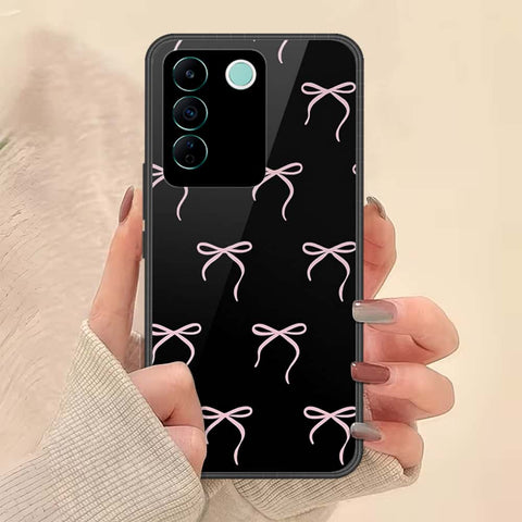 Vivo V27e Cover - ONation Bow Series - HQ Ultra Shine Premium Infinity Glass Soft Silicon Borders Case