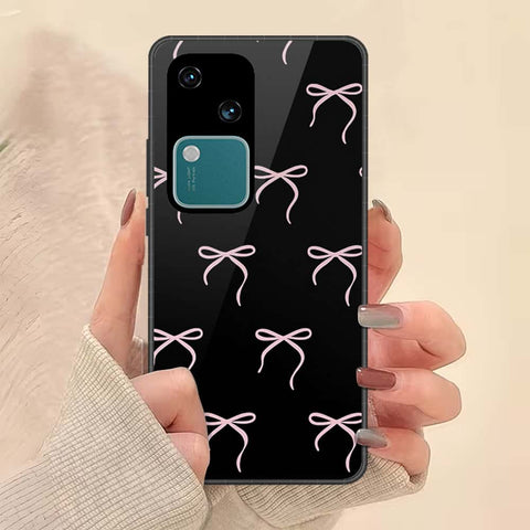 Vivo V30 Cover - ONation Bow Series - HQ Ultra Shine Premium Infinity Glass Soft Silicon Borders Case