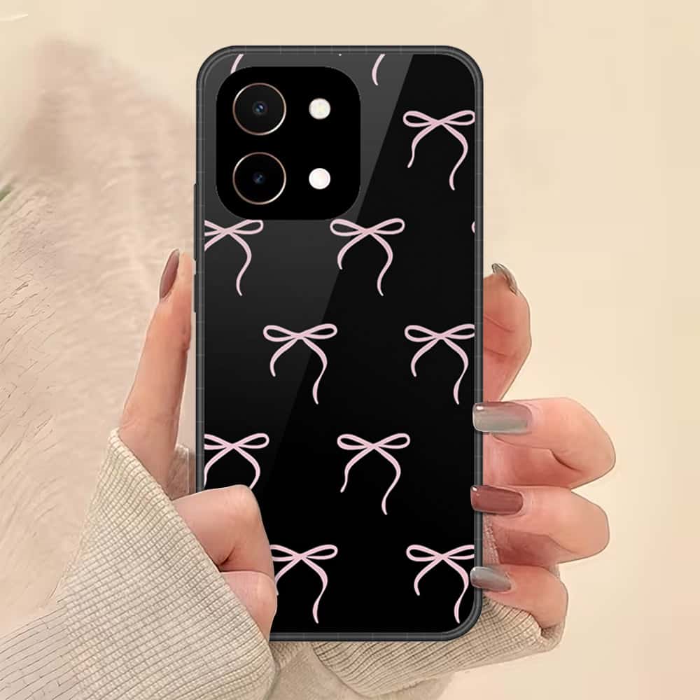 Vivo Y28 4G Cover - ONation Bow Series - HQ Ultra Shine Premium Infinity Glass Soft Silicon Borders Case (Fast Delivery)