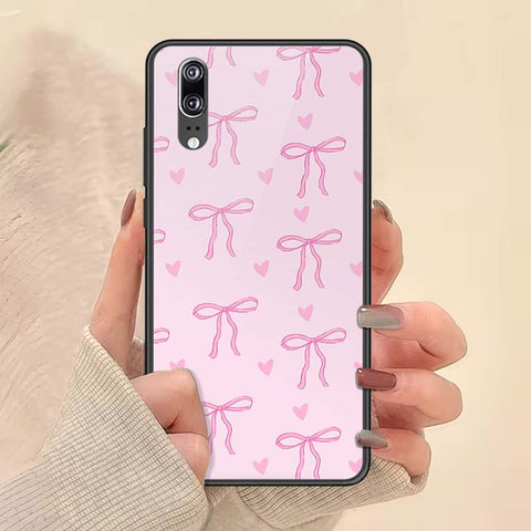 Huawei P20 Cover - ONation Bow Series - HQ Ultra Shine Premium Infinity Glass Soft Silicon Borders Case