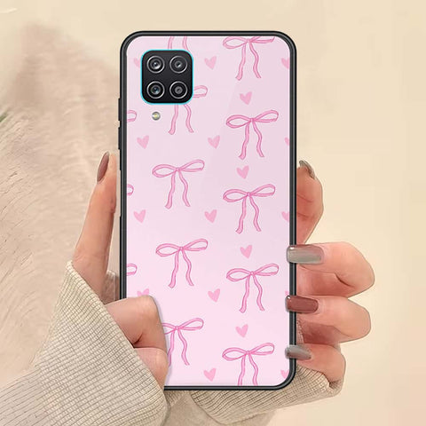 Samsung Galaxy A12 Cover - ONation Bow Series - HQ Ultra Shine Premium Infinity Glass Soft Silicon Borders Case