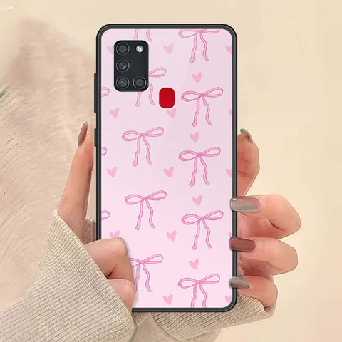 Samsung Galaxy A21s Cover - ONation Bow Series - HQ Ultra Shine Premium Infinity Glass Soft Silicon Borders Case