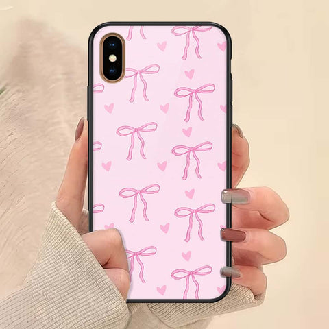 iPhone XS Max - ONation Bow Series - HQ Ultra Shine Premium Infinity Glass Soft Silicon Borders Case