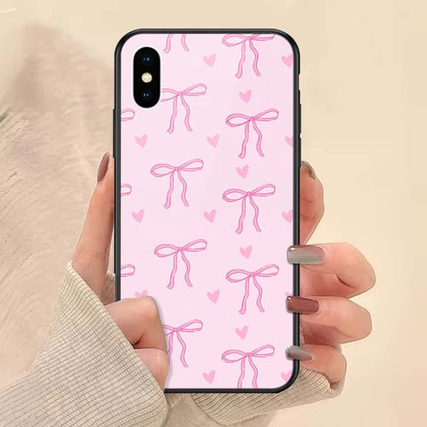 iPhone XS / X - ONation Bow Series - HQ Ultra Shine Premium Infinity Glass Soft Silicon Borders Case