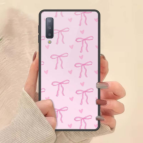 Samsung Galaxy A7 2018 Cover - ONation Bow Series - HQ Ultra Shine Premium Infinity Glass Soft Silicon Borders Case