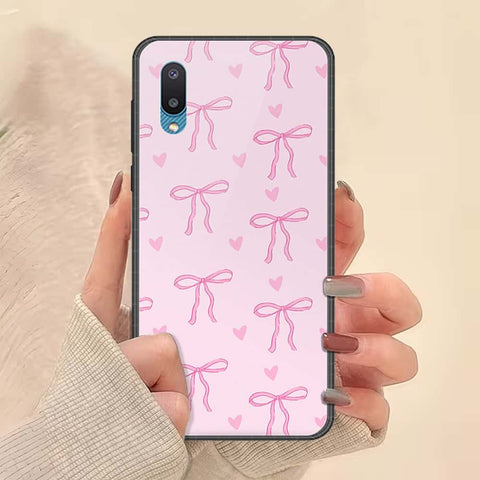Samsung Galaxy A02 Cover - ONation Bow Series - HQ Ultra Shine Premium Infinity Glass Soft Silicon Borders Case