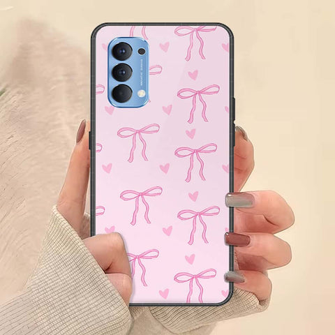 Oppo Reno 4 Cover - ONation Bow Series - HQ Ultra Shine Premium Infinity Glass Soft Silicon Borders Case