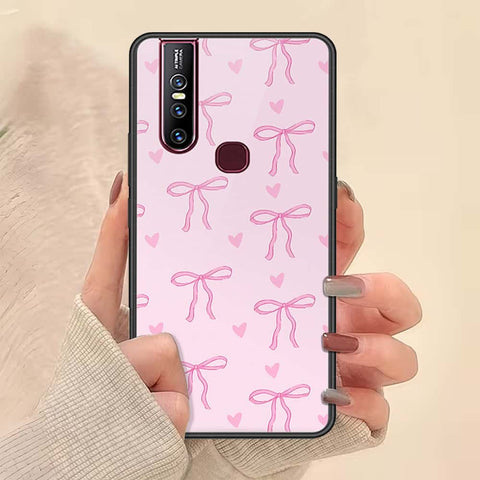 Vivo V15 Cover - ONation Bow Series - HQ Ultra Shine Premium Infinity Glass Soft Silicon Borders Case