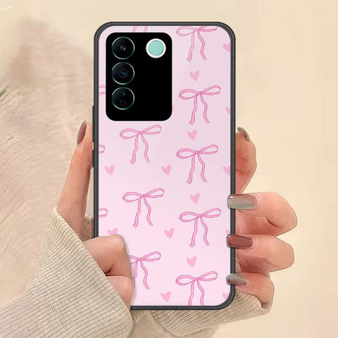 Vivo V27e Cover - ONation Bow Series - HQ Ultra Shine Premium Infinity Glass Soft Silicon Borders Case