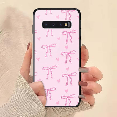 Samsung Galaxy S10 Cover - ONation Bow Series - HQ Ultra Shine Premium Infinity Glass Soft Silicon Borders Case