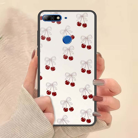 Huawei Y7 2018 Cover - ONation Bow Series - HQ Ultra Shine Premium Infinity Glass Soft Silicon Borders Case