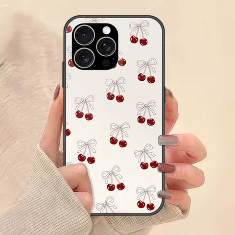 IPhone 15 Pro Max Cover - ONation Bow Series - HQ Ultra Shine Premium Infinity Glass Soft Silicon Borders Case
