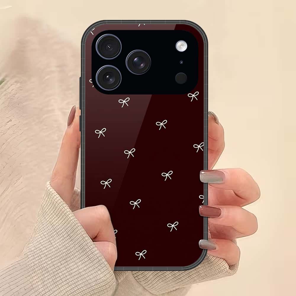 iPhone 17 Pro Max - ONation Bow Series - HQ Ultra Shine Premium Infinity Glass Soft Silicon Borders Case (Fast Delivery)