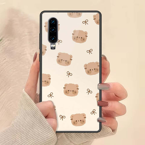 Huawei P30 Cover - ONation Bow Series - HQ Ultra Shine Premium Infinity Glass Soft Silicon Borders Case