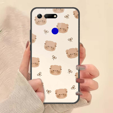 Huawei Honor View 20 Cover - ONation Bow Series - HQ Ultra Shine Premium Infinity Glass Soft Silicon Borders Case