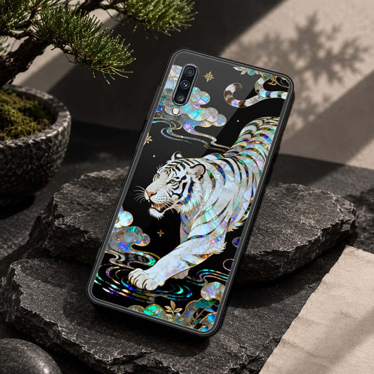 Samsung Galaxy A70 Cover - Pearl Dynasty Series - HQ Ultra Shine Premium Infinity Glass Soft Silicon Borders Case