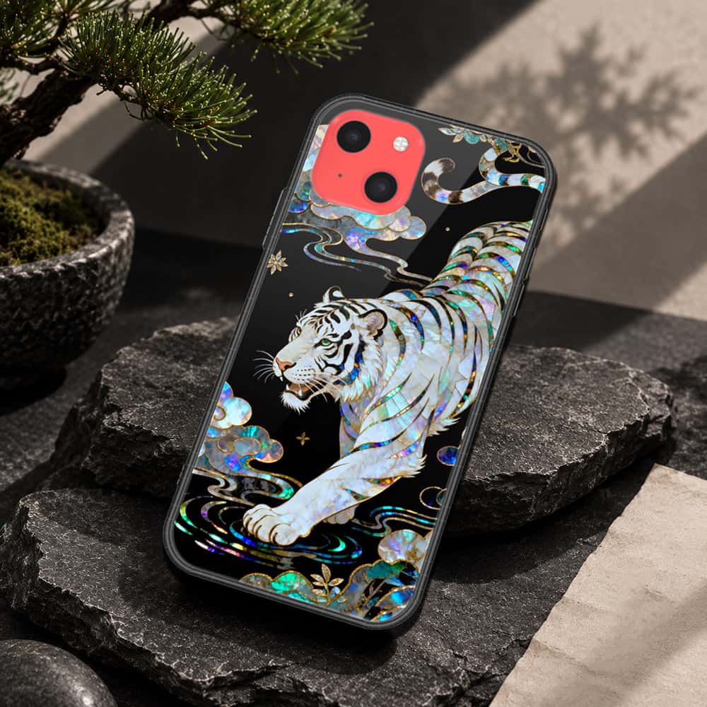 iPhone 13 Mini Cover - Pearl Dynasty Series - HQ Ultra Shine Premium Infinity Glass Soft Silicon Borders Case