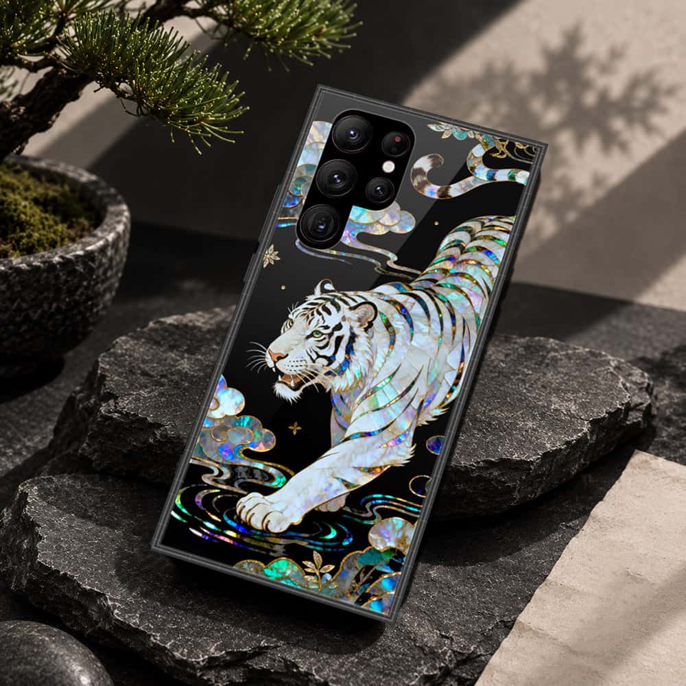 Samsung Galaxy S23 Ultra 5G Cover - Pearl Dynasty Series - HQ Ultra Shine Premium Infinity Glass Soft Silicon Borders Case