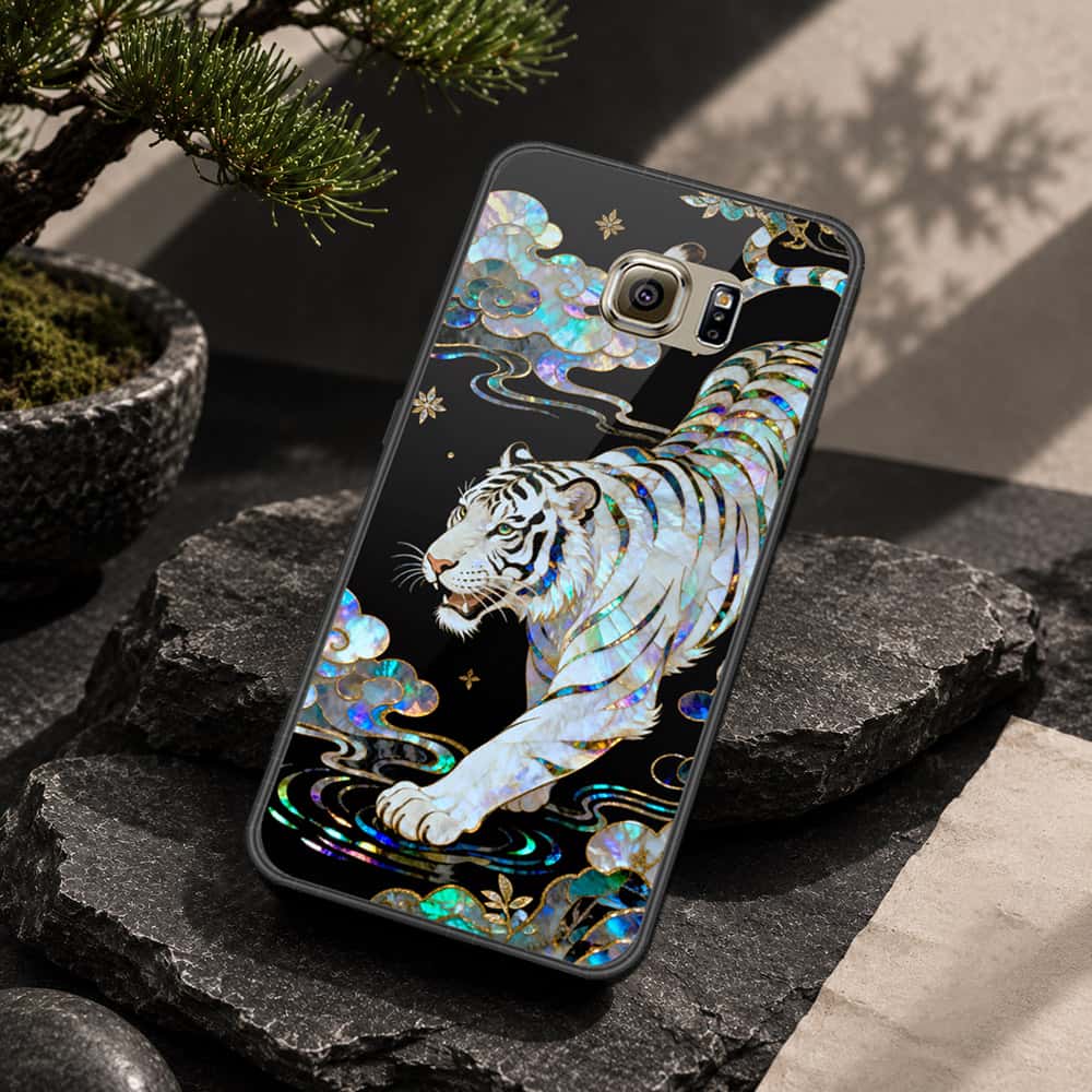 Samsung Galaxy S6 Cover - Pearl Dynasty Series - HQ Ultra Shine Premium Infinity Glass Soft Silicon Borders Case
