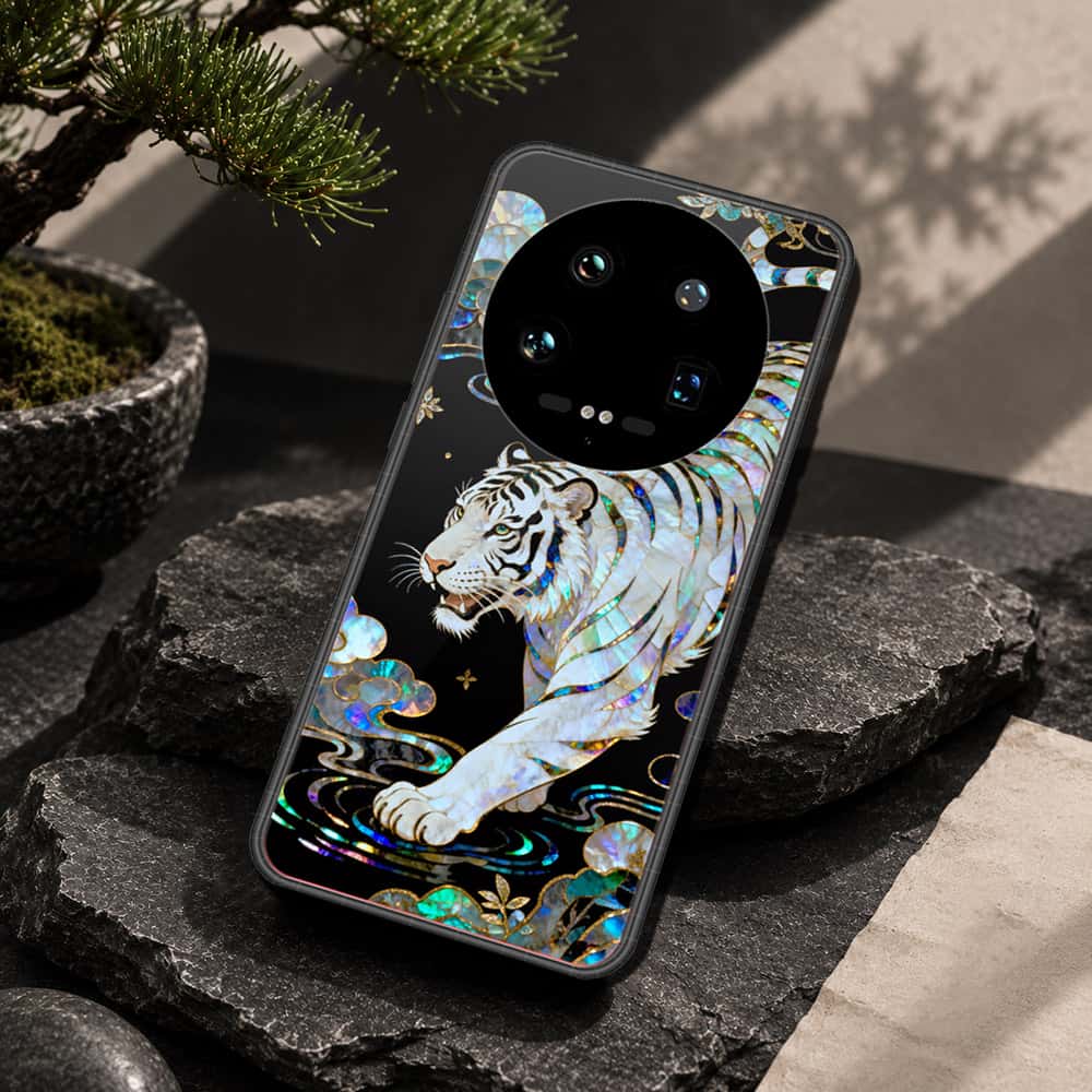 Xiaomi 14 Ultra Cover - Pearl Dynasty Series - HQ Ultra Shine Premium Infinity Glass Soft Silicon Borders Case