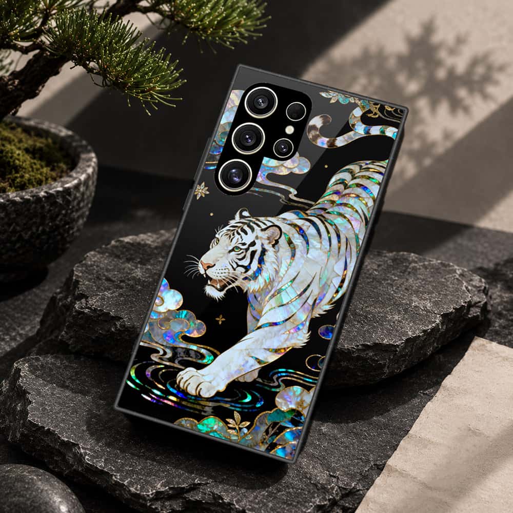 Samsung Galaxy S24 Ultra Cover - Pearl Dynasty Series - HQ Ultra Shine Premium Infinity Glass Soft Silicon Borders Case