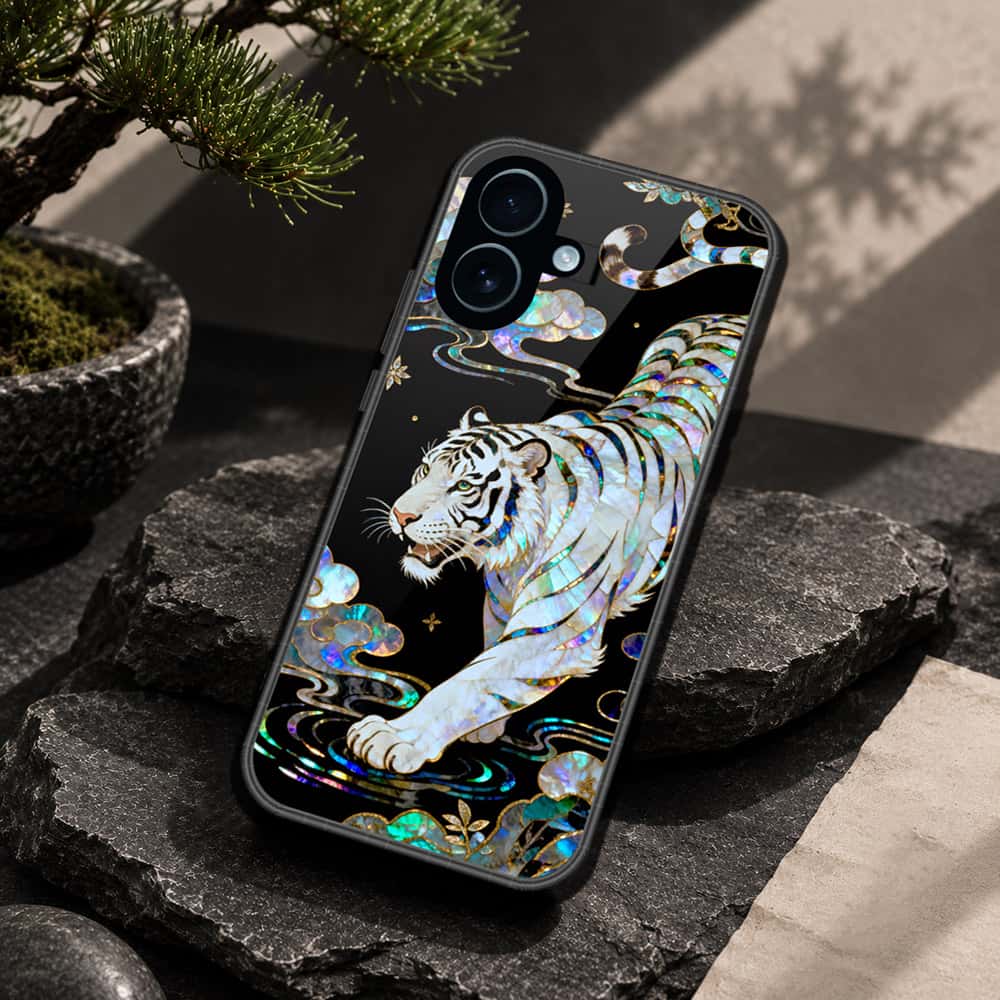 iPhone 18 - Pearl Dynasty Series - HQ Ultra Shine Premium Infinity Glass Soft Silicon Borders Case