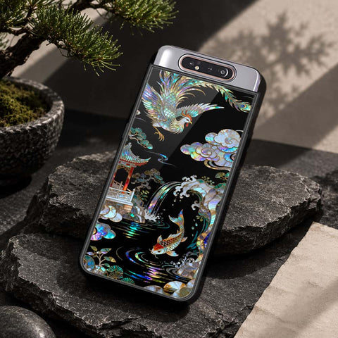 Samsung Galaxy A80 Cover - Pearl Dynasty Series - HQ Ultra Shine Premium Infinity Glass Soft Silicon Borders Case