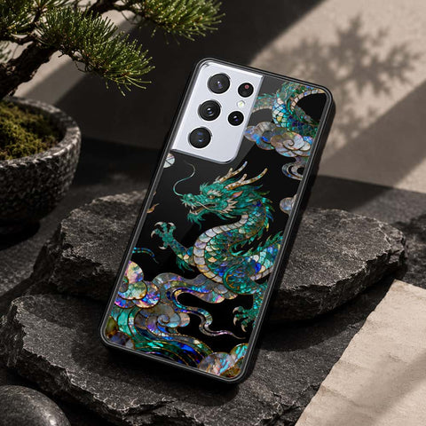 Samsung Galaxy S21 Ultra 5G Cover - Pearl Dynasty Series - HQ Ultra Shine Premium Infinity Glass Soft Silicon Borders Case