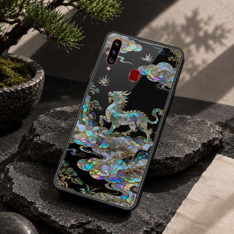 Samsung Galaxy A20s Cover - Pearl Dynasty Series - HQ Ultra Shine Premium Infinity Glass Soft Silicon Borders Case