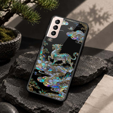 Samsung Galaxy S21 5G Cover - Pearl Dynasty Series - HQ Ultra Shine Premium Infinity Glass Soft Silicon Borders Case