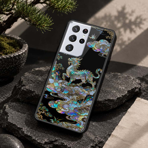 Samsung Galaxy S21 Ultra 5G Cover - Pearl Dynasty Series - HQ Ultra Shine Premium Infinity Glass Soft Silicon Borders Case